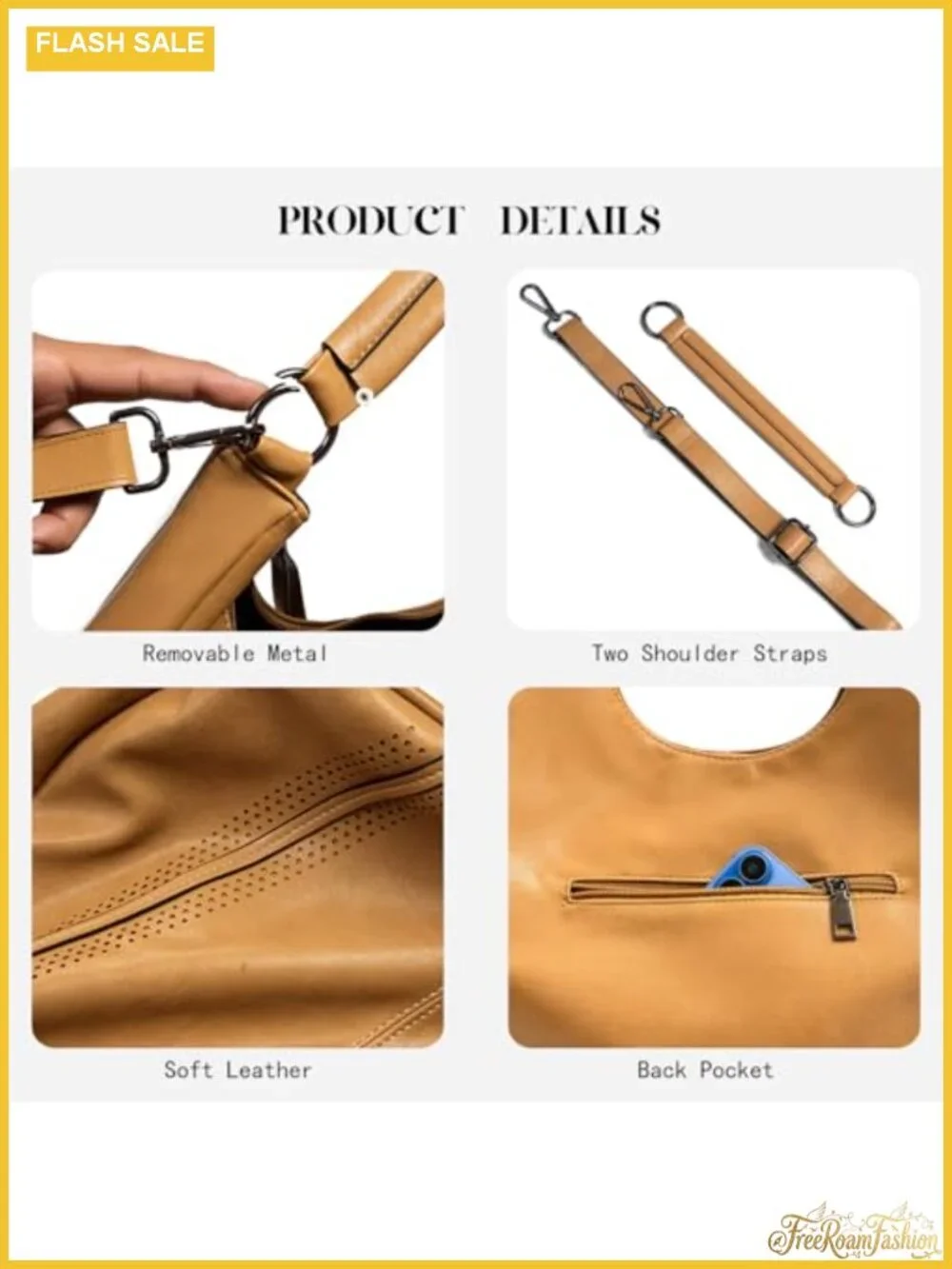 Hobo Shoulder Bag Soft Vegan Leather Tote Purse with Adjustable Crossbody Strap